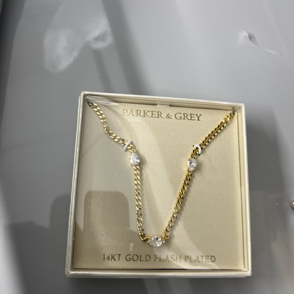 Gold Necklace with Clear Accents